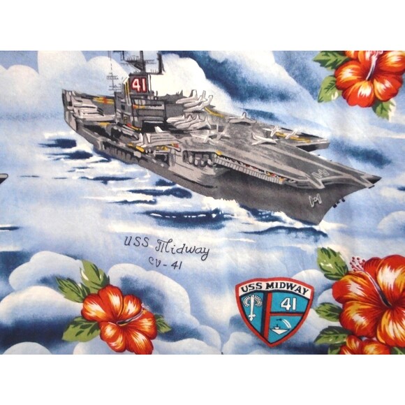 Vintage 90s Kalaheo Hawaiian Shirt Men's 3XL Pearl Harbor WWII Navy Made in USA - Picture 9 of 9